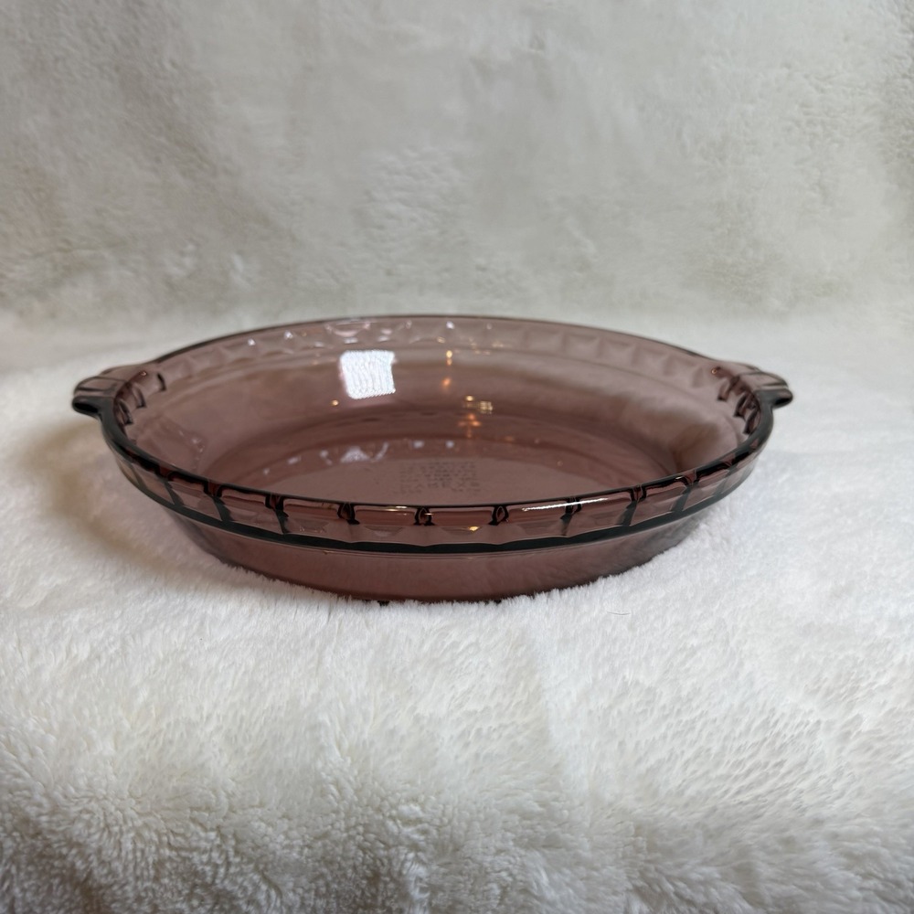 Vintage Pyrex Corning Ware Vision Fluted Cranberry #229 DEEP DISH PIE PAN 10"